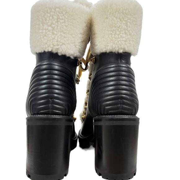 Christian Louboutin Yetita Shearling Leather Hiking Boots Black Size 36.5 - Picture 6 of 11